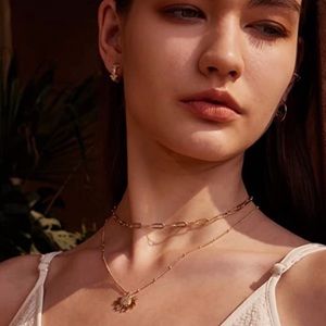 Vintage Circle Coin Necklace Gold Carved